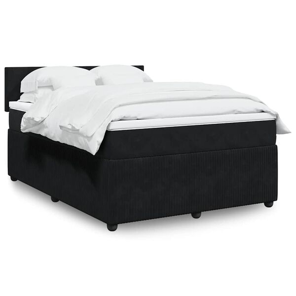 vidaXL Box Spring Bed with Mattress Black Double Velvet
