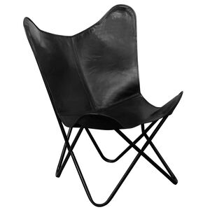 vidaXL Armchair | Black | Real leather | Compact | Ergonomic | Vintage | Durable