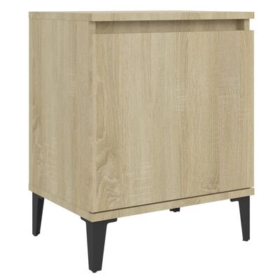 vidaXL Bed Cabinets with Metal Legs Sonoma Oak 40x30x50 cm