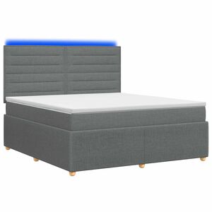 vidaXL LED Box Spring Bed with Mattress Dark Grey 140 x 190 cm Fabric