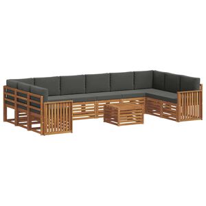 vidaXL Outdoor Sofa Set 11 pcs Natural and Anthracite