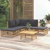 vidaXL 6 Piece Garden Lounge Set with Dark Grey Cushions Bamboo