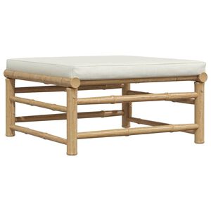 vidaXL Garden Footrest with Cream White Cushion Bamboo
