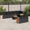 vidaXL 9 Piece Garden Sofa Set with Cushions Black Poly Rattan