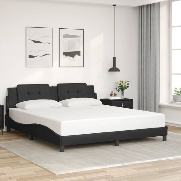 vidaXL Bed Frame without Mattress "Zadar" Black 180x200 cm Super King Faux Leather