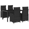 vidaXL Outdoor Dining Set 5 pcs Black Poly Rattan