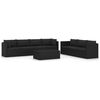 vidaXL 8 Piece Garden Lounge Set with Cushions Poly Rattan Black