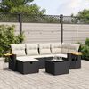 vidaXL 7 Piece Garden Sofa Set with Cushions Black Poly Rattan