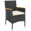 vidaXL 5 Piece Garden Bistro Set with Cushions Black Poly Rattan