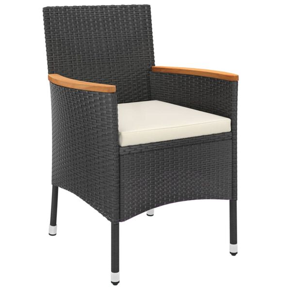 vidaXL 5 Piece Garden Bistro Set with Cushions Black Poly Rattan