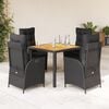 vidaXL 5 Piece Garden Dining Set with Cushions Black Poly Rattan
