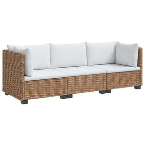 vidaXL 3 pcs Rattan Lounge Set with Cushions GENDT Natural Rattan