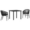 vidaXL Garden Dining Set 3 pcs Black Powder-Coated Steel