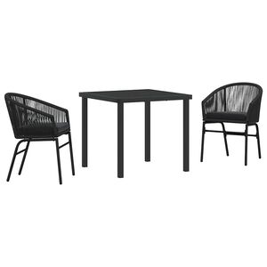 vidaXL Garden Dining Set 3 pcs Black Powder-Coated Steel