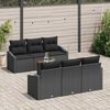 vidaXL Garden Sofa Set with Cushion 7 pcs Black Poly Rattan