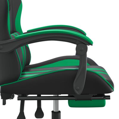 vidaXL Gaming Chair with Footrest Black and Green Faux Leather