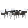 vidaXL Garden Dining Set 7 pcs Brown and Black PE Rattan