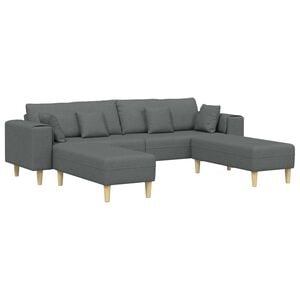 vidaXL Sofa with Cushion 3 pcs Dark Grey Fabric
