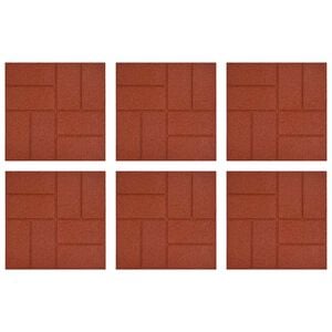 vidaXL Stepping Stone 6 pcs Red 40.5 x 40.5 x 2 cm Rubber