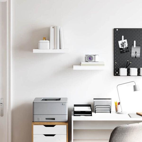 vidaXL Floating Wall Shelves 2 pcs High Gloss White 40x23x3.8 cm MDF