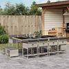 vidaXL 13 Piece Garden Dining Set with Cushions Light Grey Poly Rattan