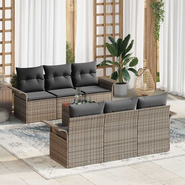 vidaXL Garden Sofa Set with Cushion with Storage Manual 7 pcs Grey
