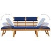 vidaXL Garden Bench with Cushions 2-in-1 190 cm Solid Acacia Wood