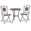 vidaXL 3 Piece Mosaic Bistro Set Ceramic Tile Orange/Grey