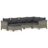 vidaXL 6 Piece Garden Lounge Set with Cushions Grey Poly Rattan