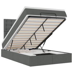 vidaXL Ottoman Bed with Mattress Dark Grey King Single Fabric