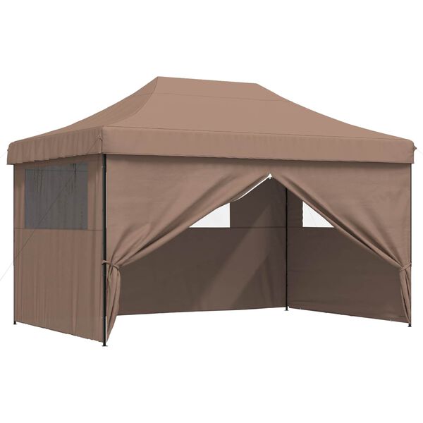 vidaXL Foldable Party Tent Pop-Up with 4 Sidewalls Brown