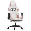 vidaXL Gaming Chair with Footrest White and Pink Faux Leather