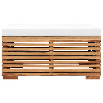 vidaXL Garden Table and Footrest Set & Cream Cushion Solid Teak Wood