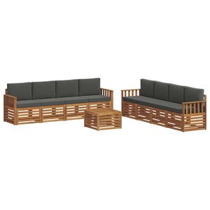 vidaXL Outdoor Sofa Set 9 pcs Natural and Anthracite