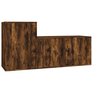 vidaXL 2 Piece TV Cabinet Set Smoked Oak Engineered Wood