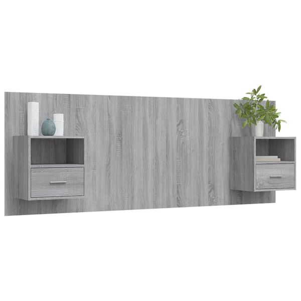 vidaXL Bed Headboard with Cabinets Grey Sonoma Engineered Wood