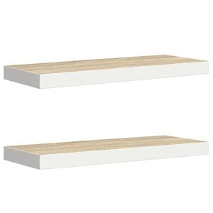 vidaXL Wall Shelf | Set of 2 | Oak and white | Honeycomb MDF | 60x23.5x3.8 cm