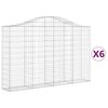 vidaXL Arched Gabion Baskets 6 pcs 200x30x120/140 cm Galvanised Iron