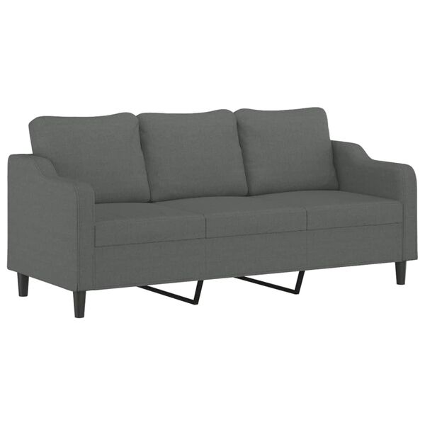 vidaXL 3 Piece Sofa Set with Cushions Dark Grey Fabric