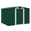 vidaXL Garden Shed | Green | Galvanised steel | Large | Sliding Components