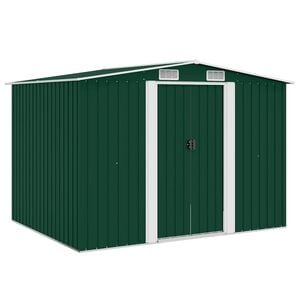 vidaXL Garden Shed | Green | Galvanised steel | Large | Sliding Components