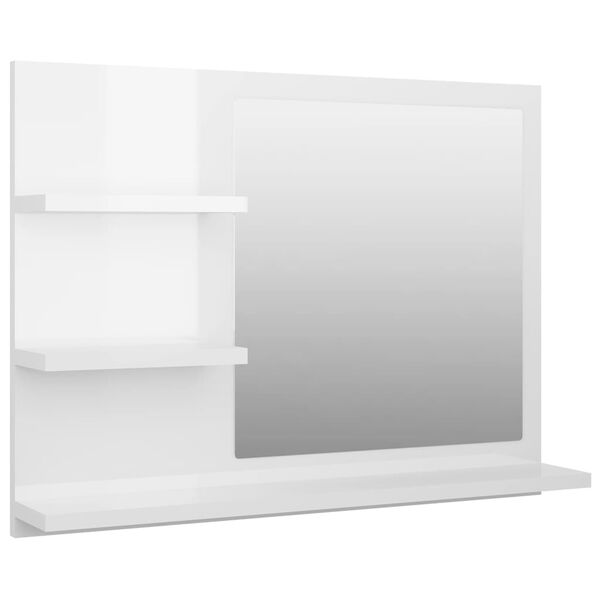 vidaXL Bathroom Mirror High Gloss White 60x10.5x45 cm Engineered Wood