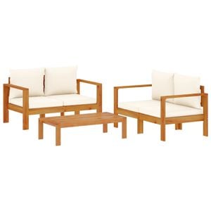 vidaXL Garden Sofa Set | Cream White, Natural Wood