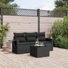 vidaXL 4 Piece Garden Sofa Set with Cushions Black Poly Rattan