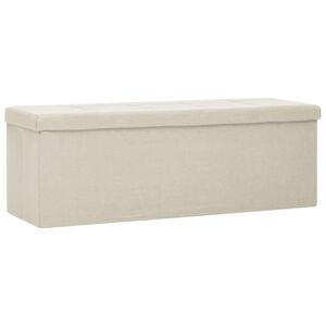 vidaXL Folding Storage Bench Cream White Faux Linen