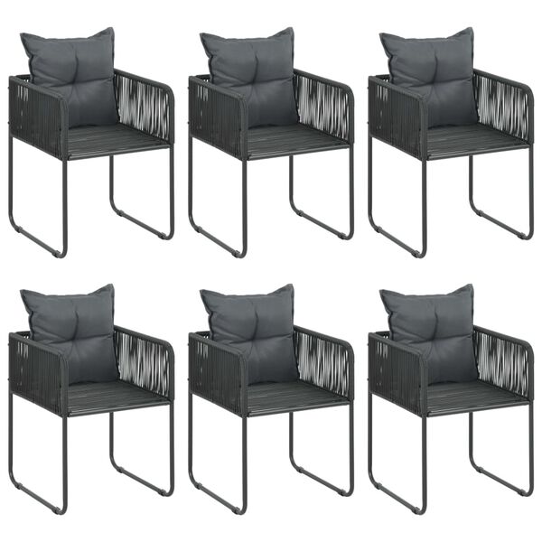 vidaXL 7 Piece Garden Dining Set PVC Rattan Black