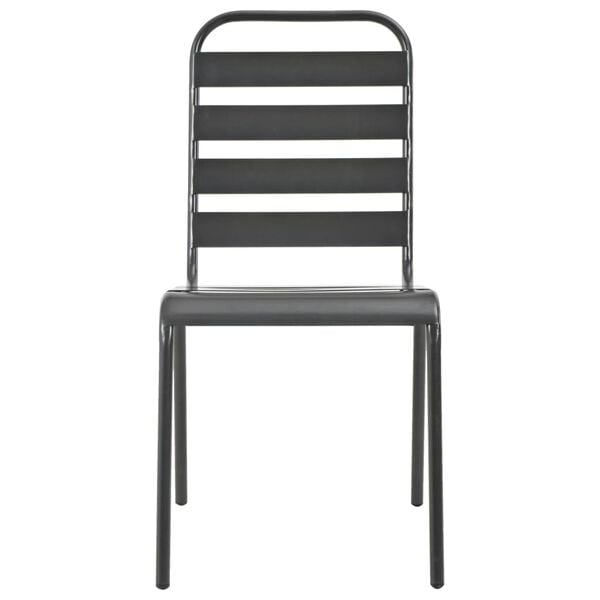 vidaXL Outdoor Chairs 4 pcs Slatted Design Steel Dark Grey