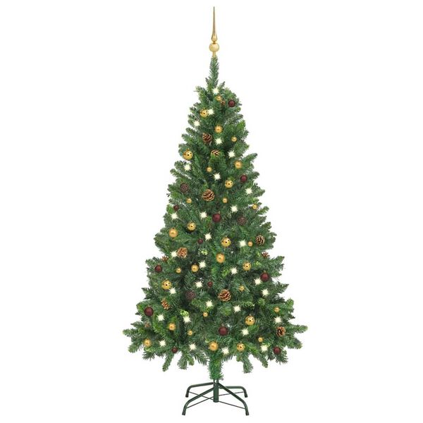vidaXL Artificial Pre-lit Christmas Tree with Ball Set Green 150 cm