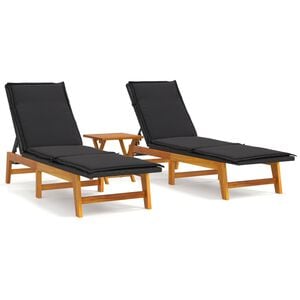 vidaXL 3 Piece Garden Lounge Set Poly Rattan&Solid Wood Acacia
