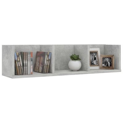 vidaXL CD Wall Shelf Concrete Grey 75x18x18 cm Engineered Wood